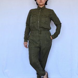 abercrombie & fitch olive army green coveralls jumpsuit boiler suit size small